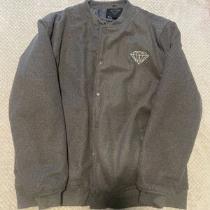 Diamond Supply Co Gray Bomber Jacket with Ribbed Cuffs